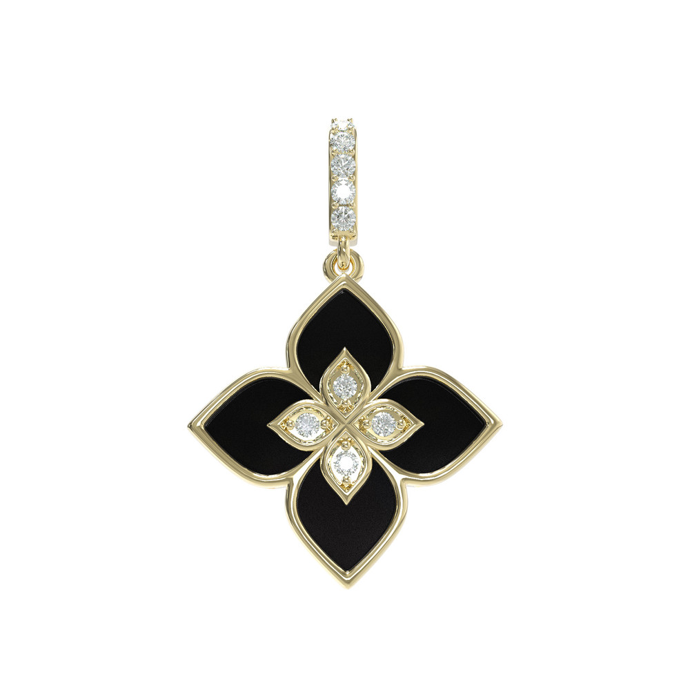 Подвеска из лимонного золота 585 пробы c бриллиантами и ониксом