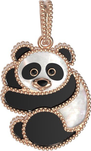 Подвеска из золота c эмалью, ониксом и перламутром