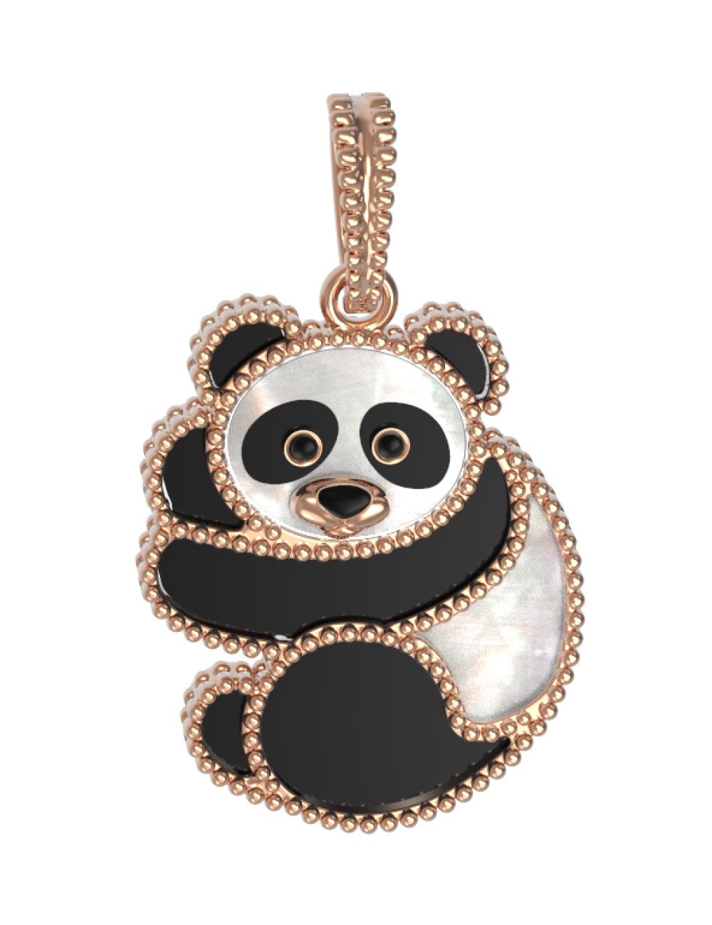 Подвеска из золота c эмалью, ониксом и перламутром