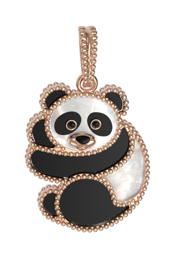 Подвеска из золота c эмалью, ониксом и перламутром