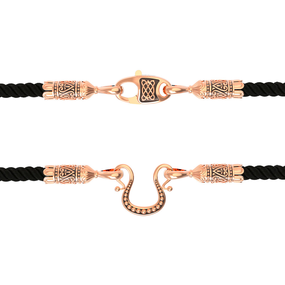 Цепь-шнурок шелк из красного золота 585 пробы c шёлковым шнурком