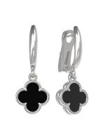 Серьги из белого золота c ониксом