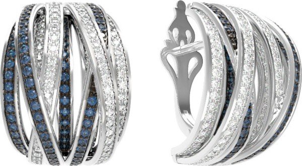 Серьги из белого золота c фианитом