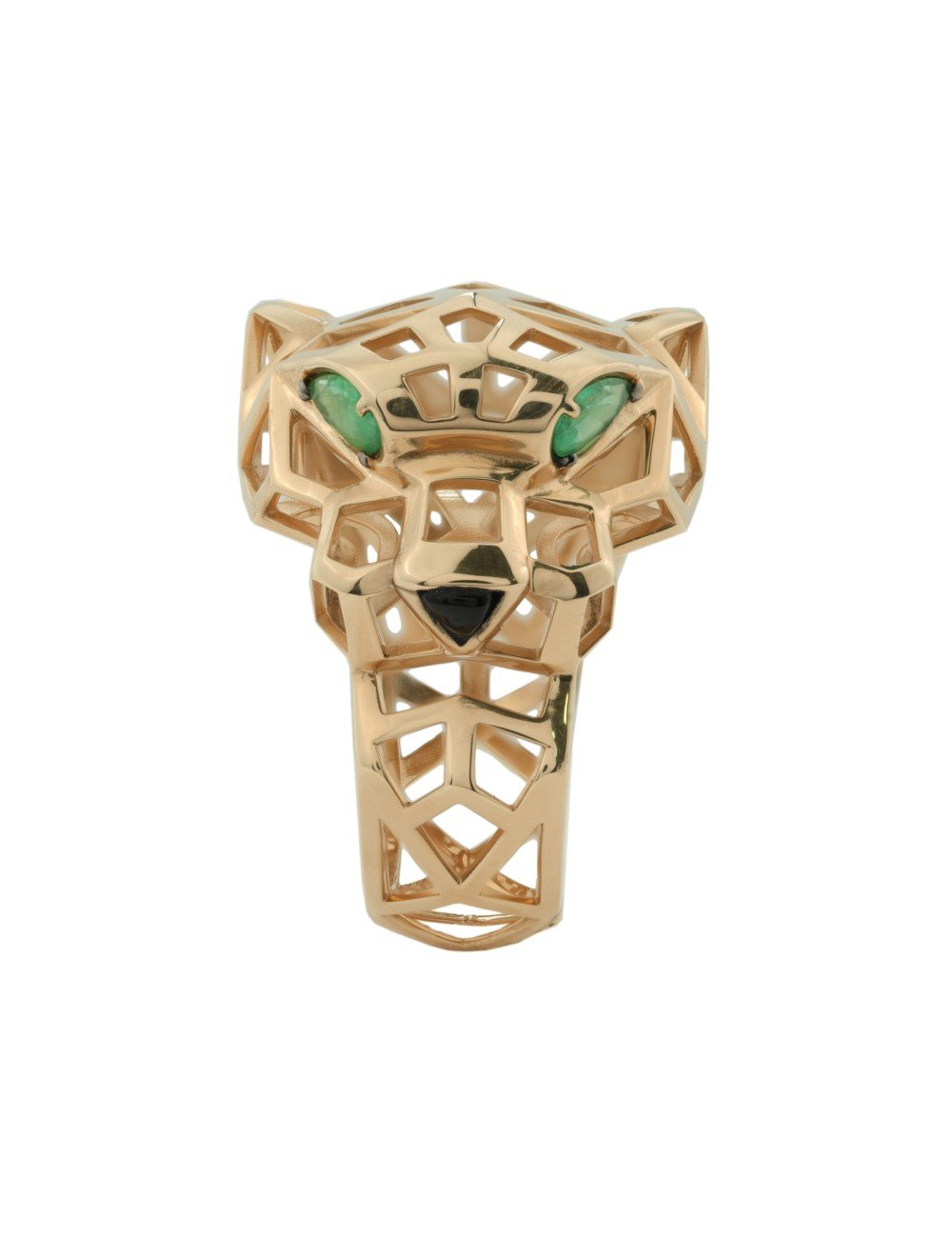 Кольцо из золота c изумрудом и ониксом