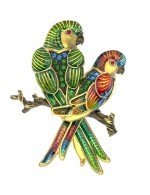 Брошь из лимонного золота c эмалью и фианитом