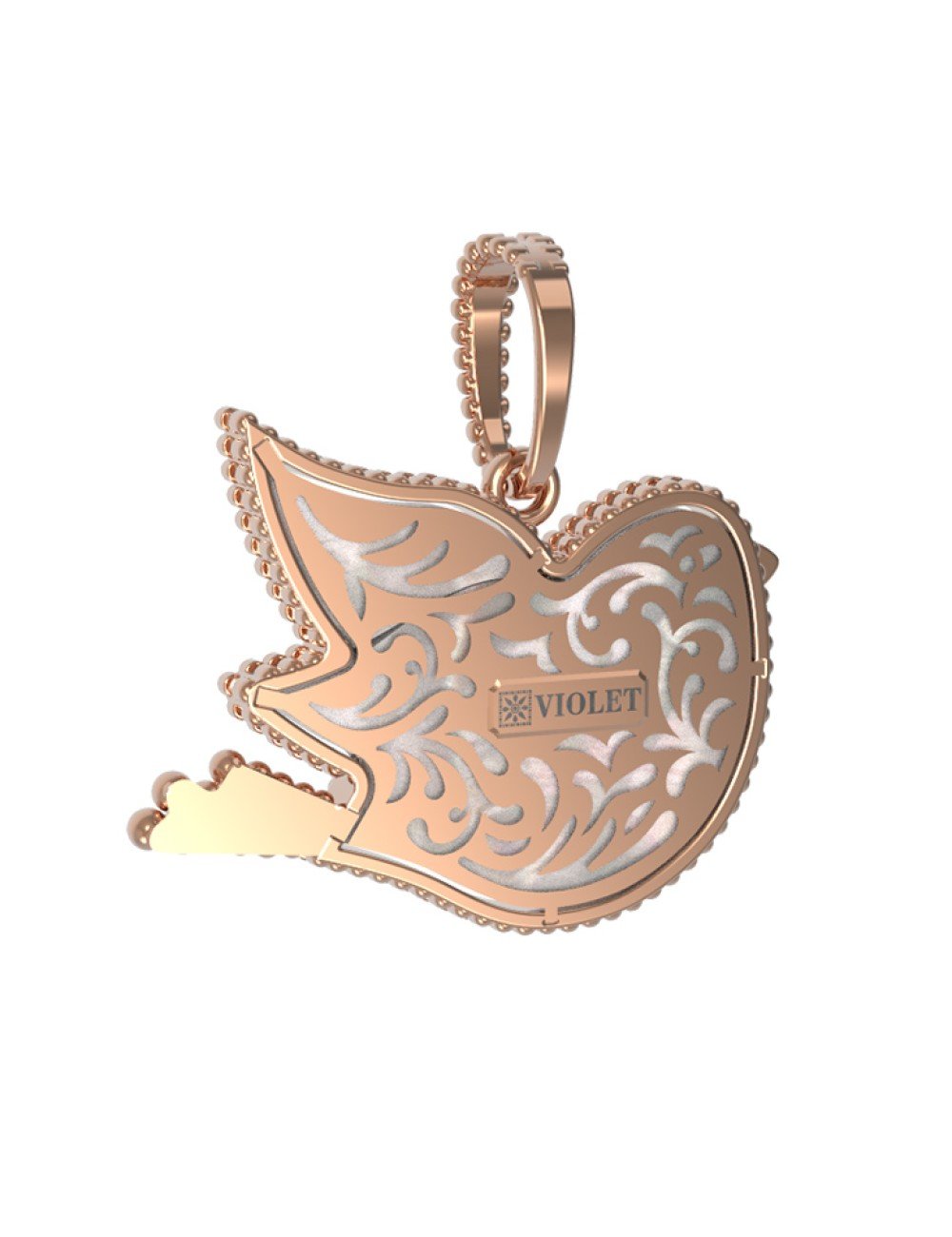 Подвеска из золота c эмалью и перламутром