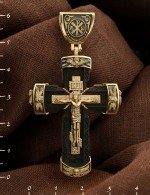 Крест из лимонного золота c эбеновым деревом