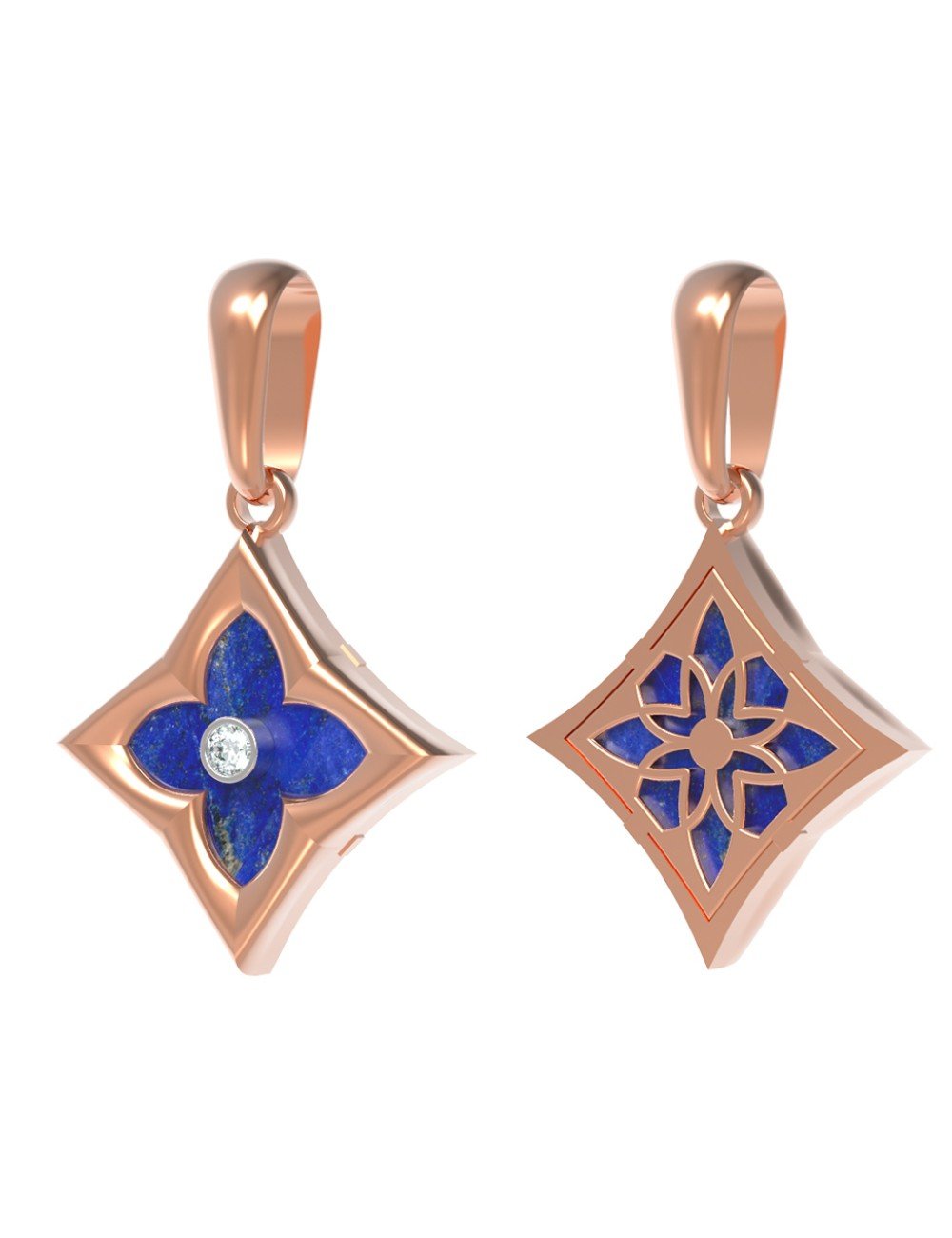 Подвеска из золота c бриллиантами и лазуритом