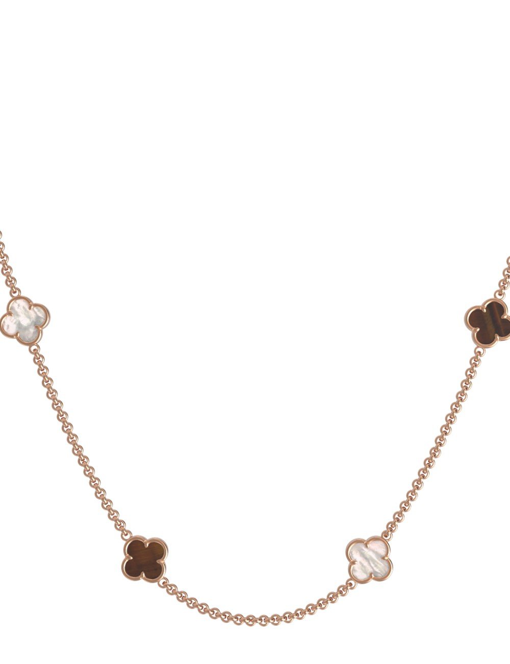 Колье из золота c тигровым глазом и перламутром