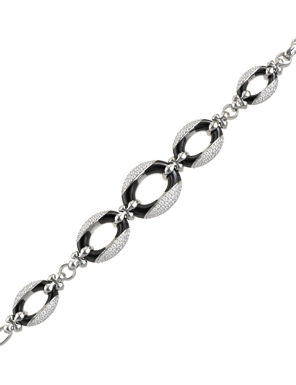 Браслет из белого золота c бриллиантами и ониксом