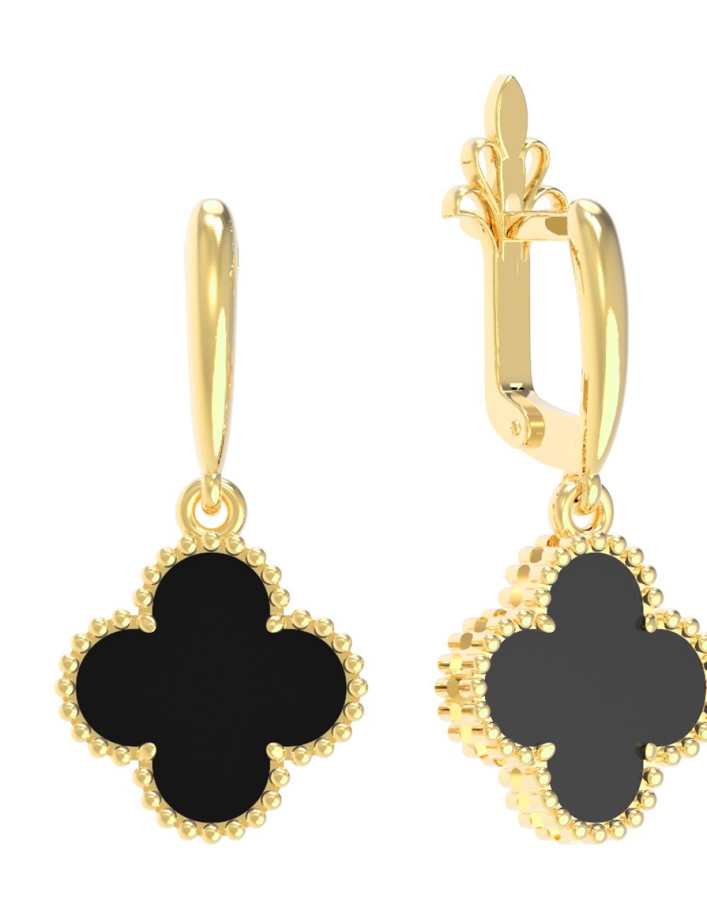 Серьги из лимонного золота c ониксом