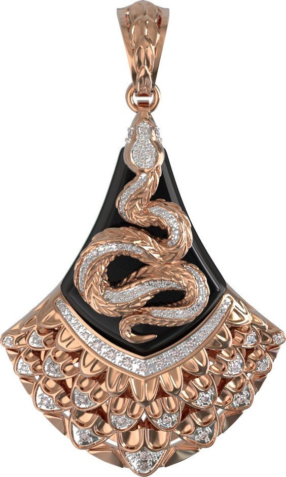 Подвеска из золота c бриллиантами и ониксом