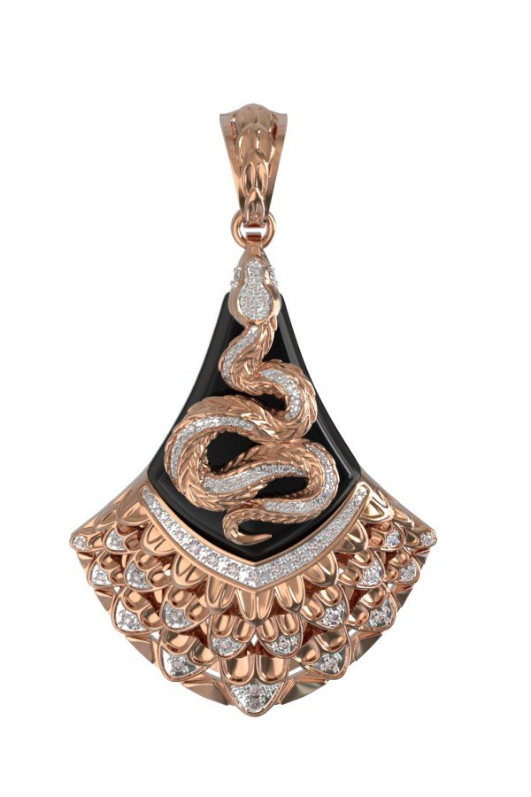 Подвеска из золота c бриллиантами и ониксом