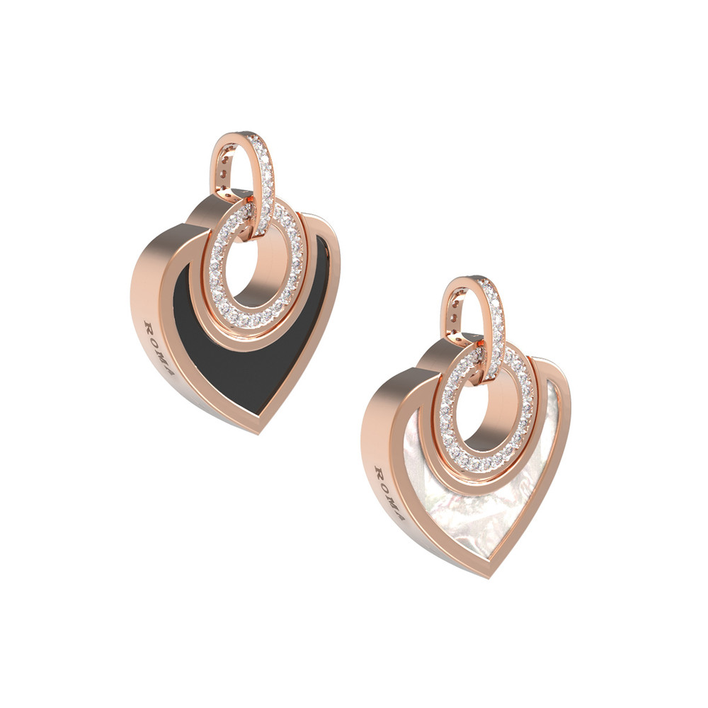 Подвеска из красного золота 585 пробы c бриллиантами, ониксом и перламутром