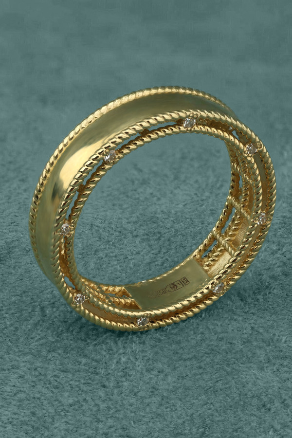 Кольцо из лимонного золота 585 пробы c бриллиантами