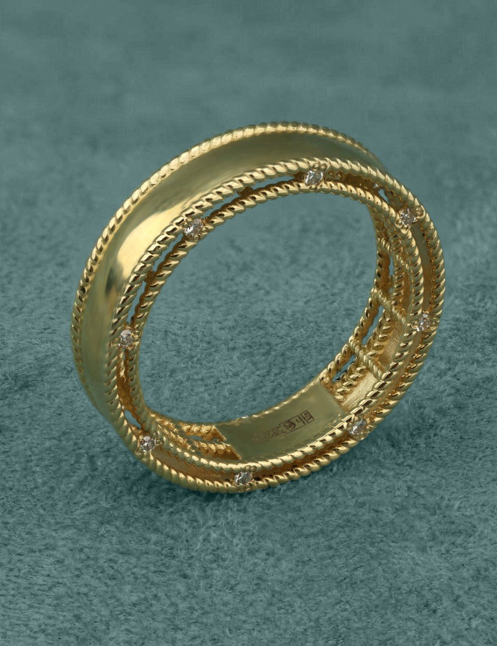 Кольцо из лимонного золота c бриллиантами