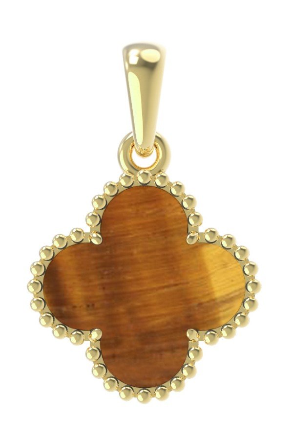 Подвеска из лимонного золота c тигровым глазом