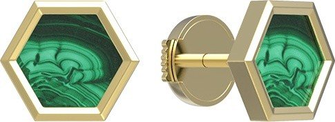 Серьги из лимонного золота c малахитом