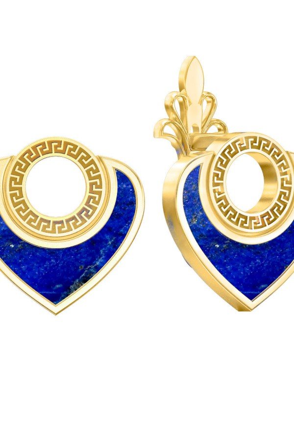 Серьги из лимонного золота c лазуритом