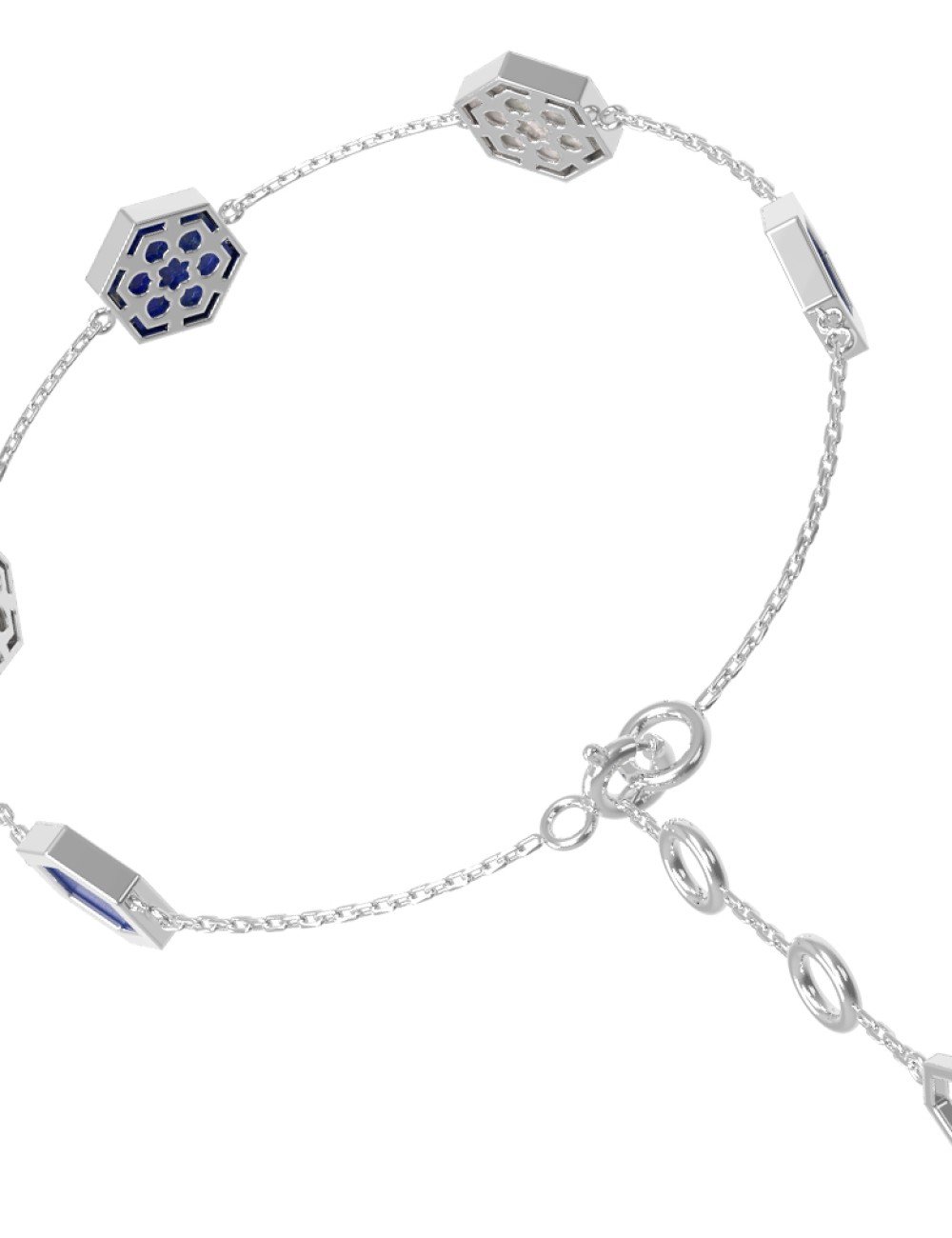 Браслет из белого золота c лазуритом и перламутром