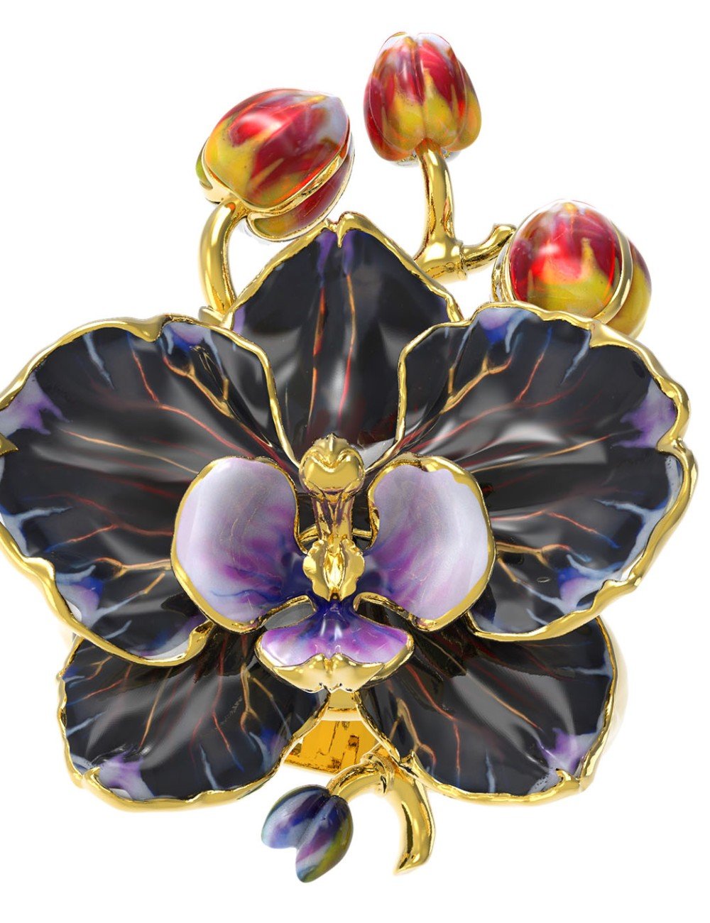 Кольцо из лимонного золота c эмалью