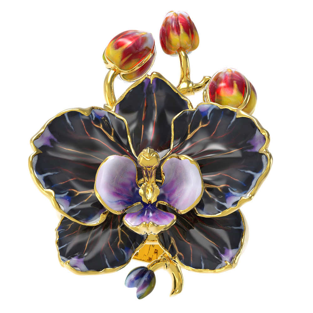 Кольцо из лимонного золота 585 пробы c эмалью