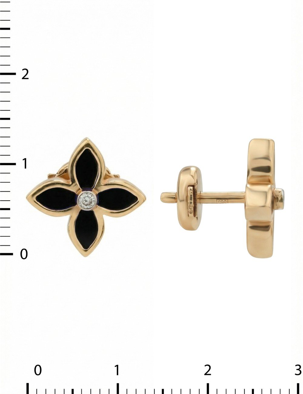 Серьги из золота c бриллиантами и ониксом