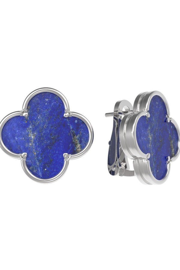 Серьги из белого золота c лазуритом