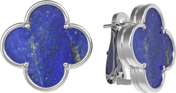 Серьги из белого золота c лазуритом
