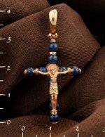 Крест из золота c лазуритом