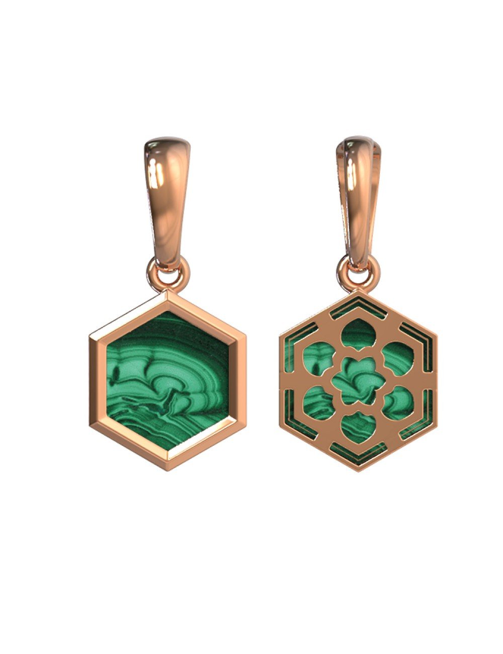 Подвеска из золота c малахитом