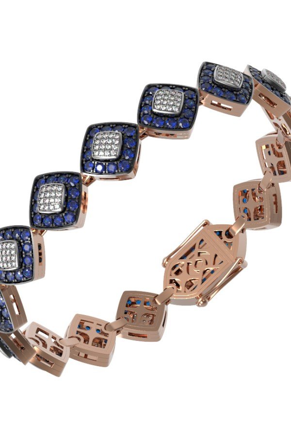 Браслет из золота c бриллиантами и сапфиром