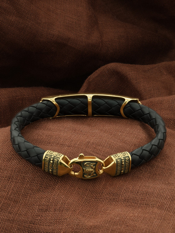 Браслет из лимонного золота 585 пробы c шнурком