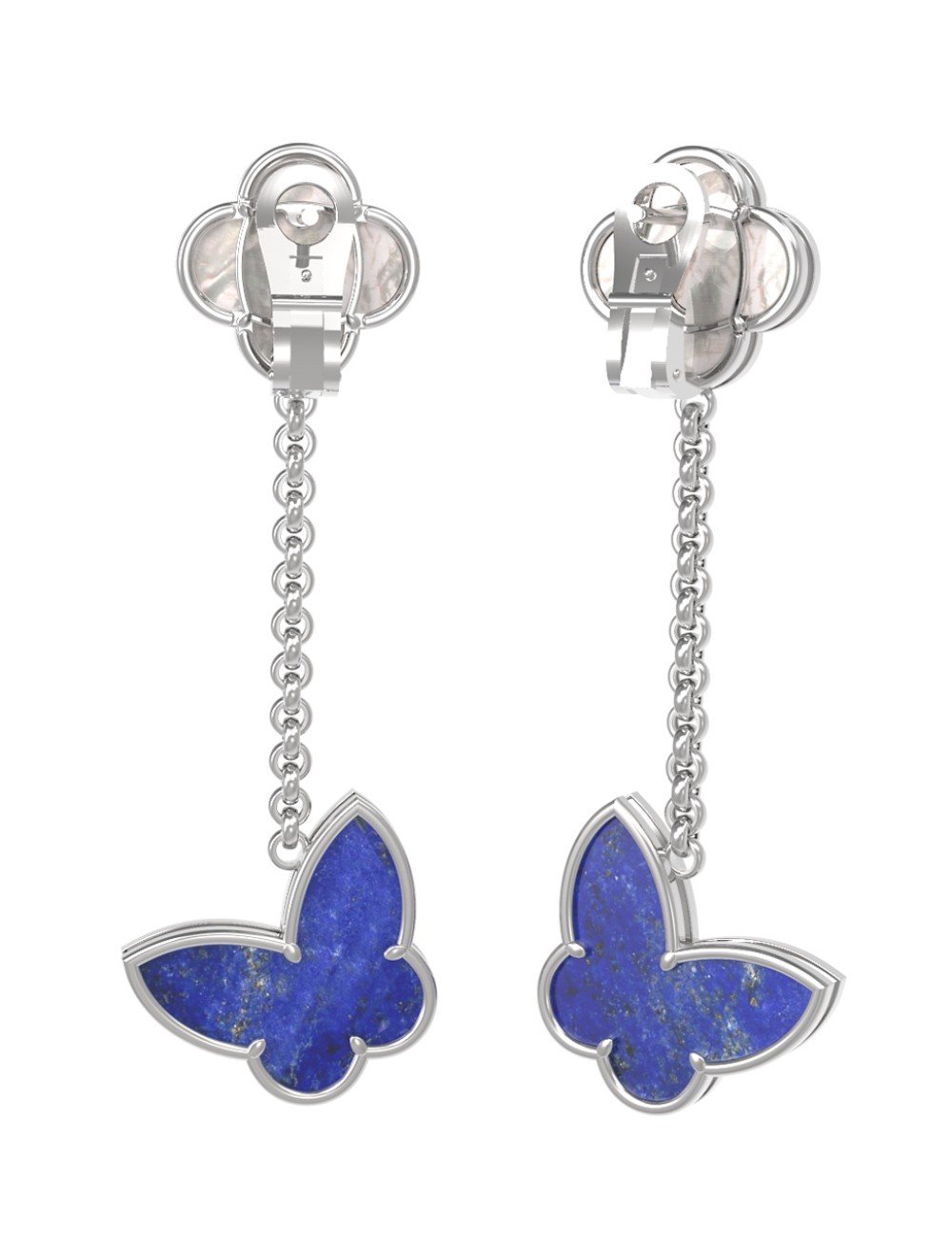 Серьги из белого золота c лазуритом и перламутром