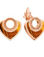 Серьги из золота c тигровым глазом