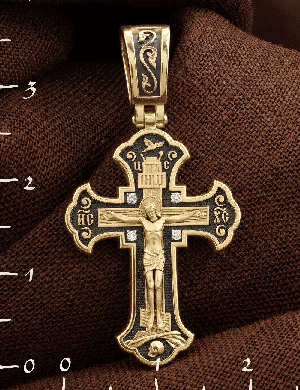 Крест из лимонного золота c бриллиантами