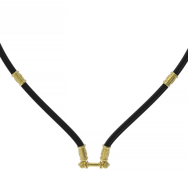 Цепь-шнурок шелк из лимонного золота 585 пробы c шёлковым шнурком