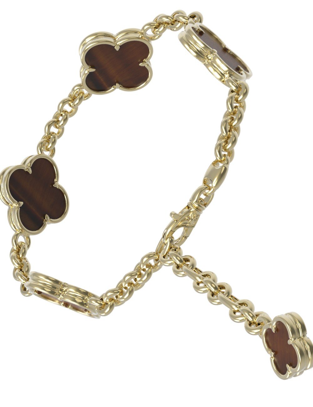 Браслет из лимонного золота c тигровым глазом