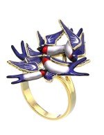 Кольцо из лимонного золота c эмалью