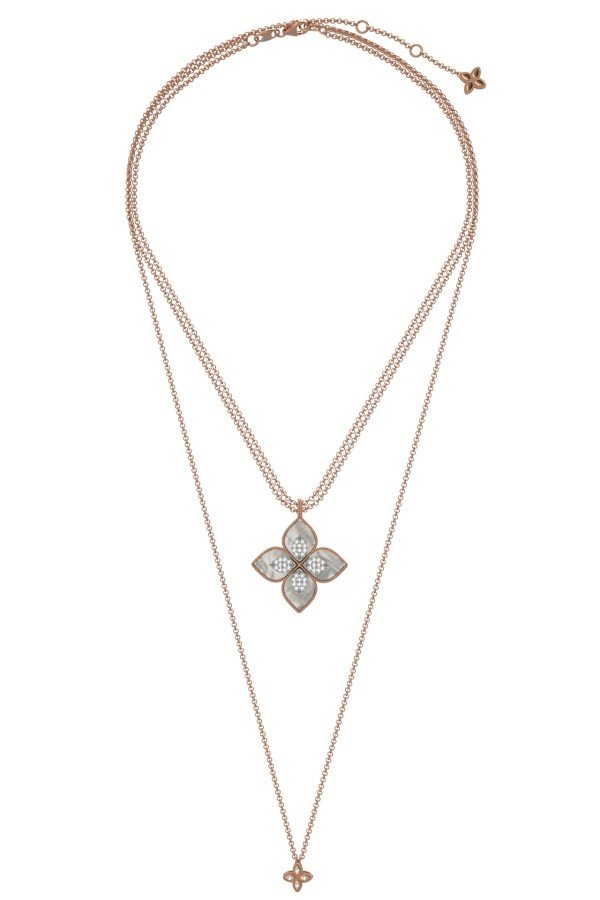 Колье из золота c бриллиантами и перламутром