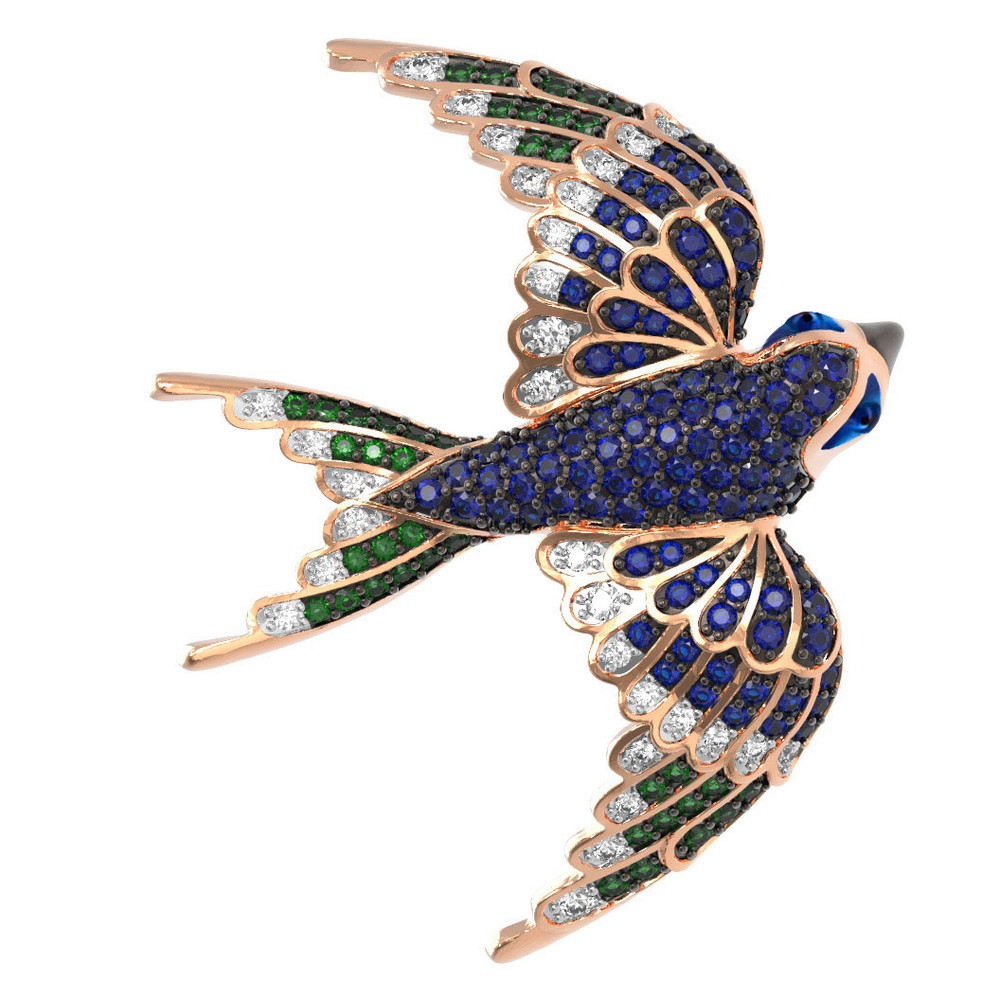 Подвеска из красного золота 585 пробы c эмалью и фианитом