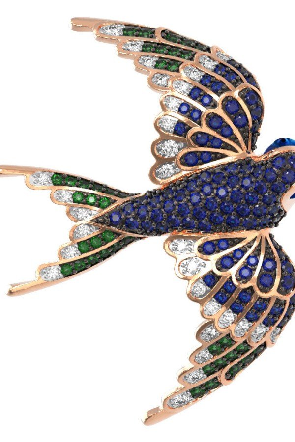 Подвеска из золота c эмалью и фианитом