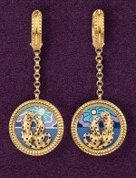 Серьги из лимонного золота c эмалью