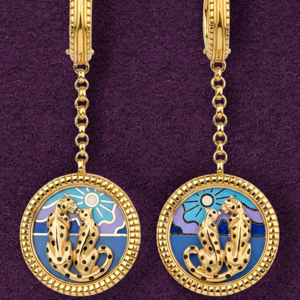 Серьги из лимонного золота 585 пробы c эмалью