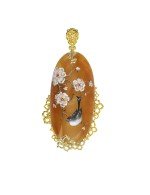 Подвеска из лимонного золота c росписным янтарём