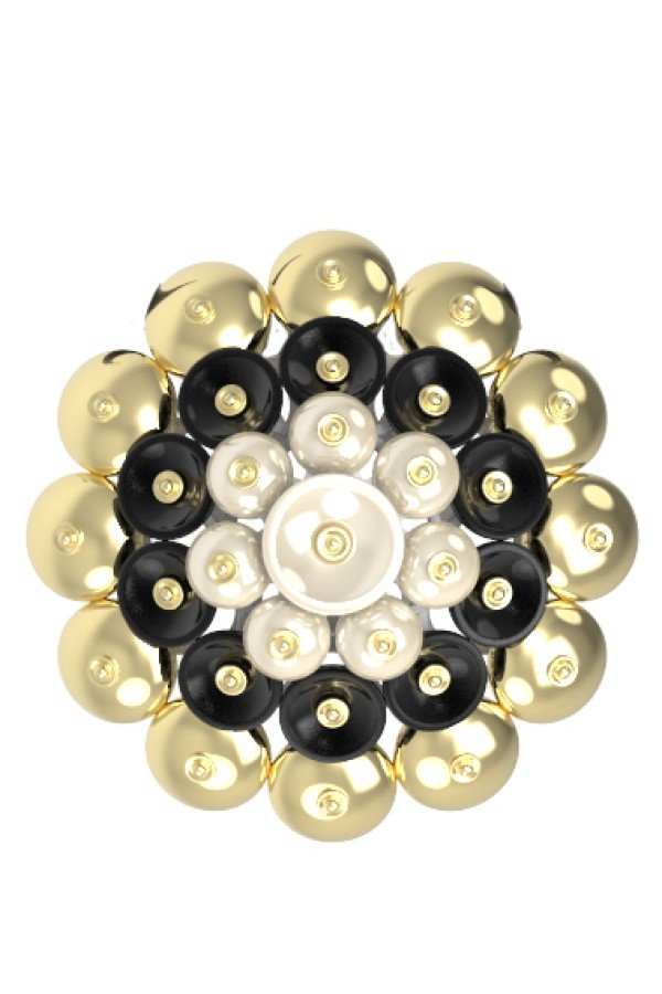 Подвеска из лимонного золота c ониксом и перламутром