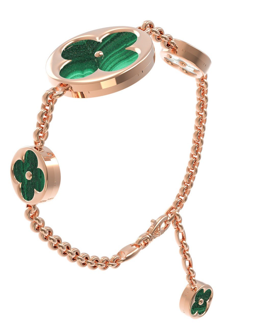 Браслет из золота c малахитом и перламутром