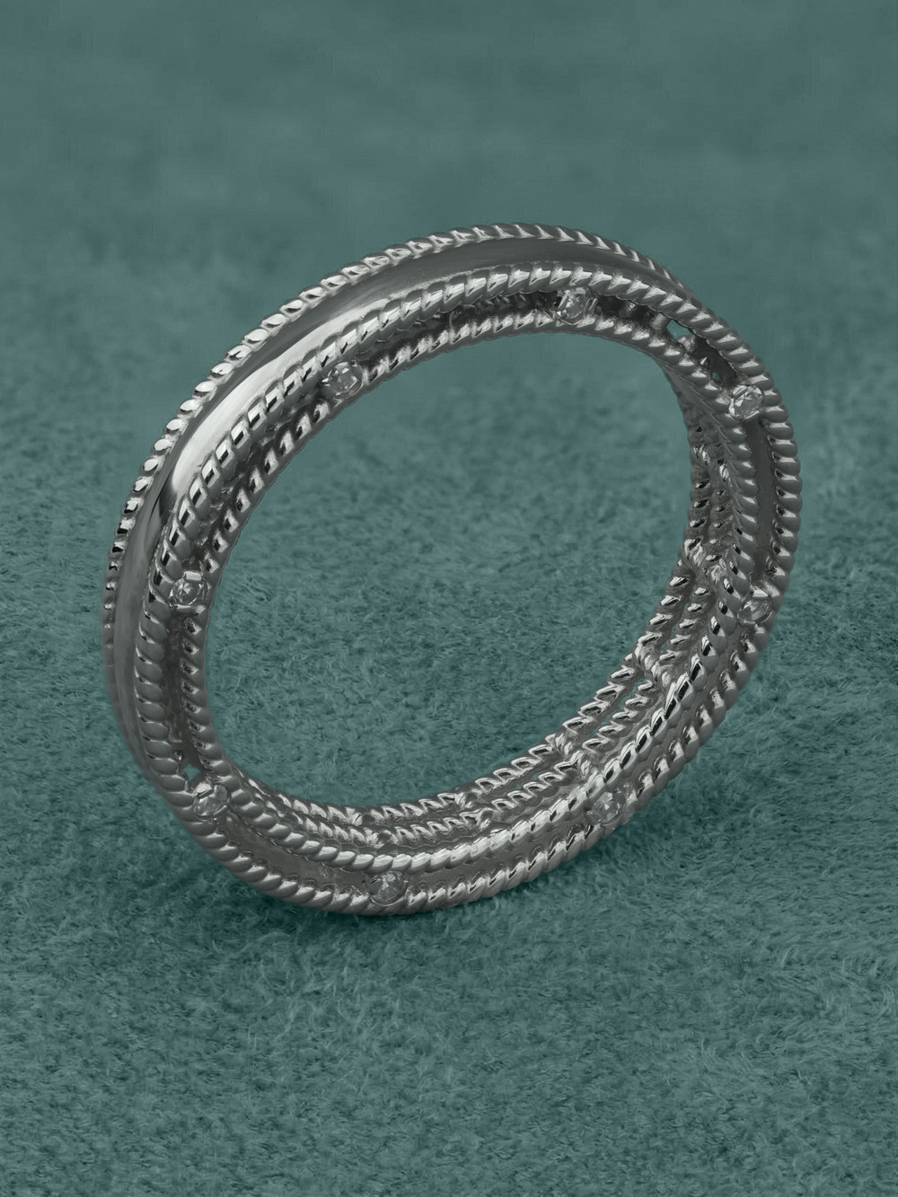 Кольцо из белого золота 585 пробы c бриллиантами