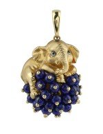 Подвеска из лимонного золота c эмалью и лазуритом