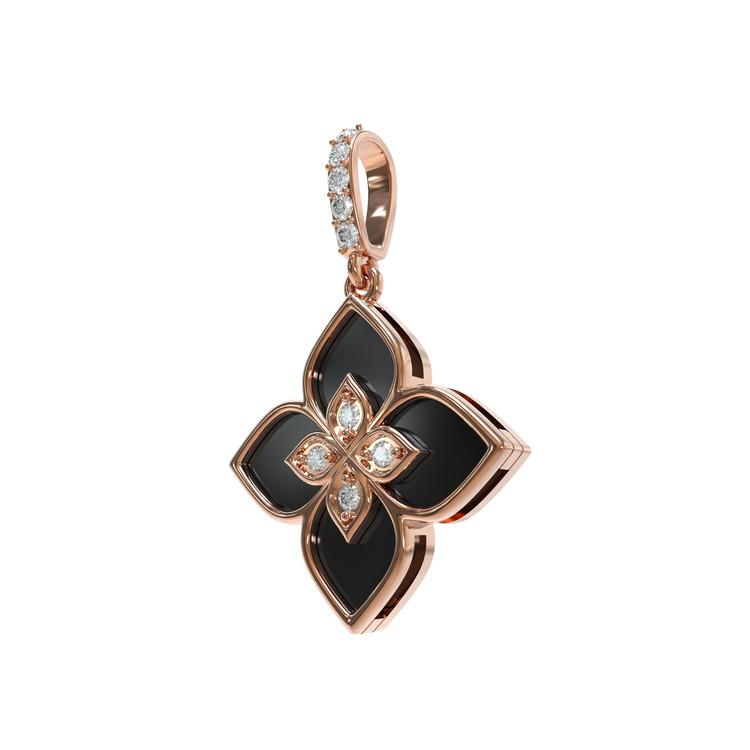 Подвеска из красного золота 585 пробы c бриллиантами и ониксом